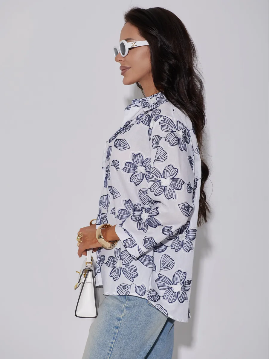 Белая рубашка нарядная летняя