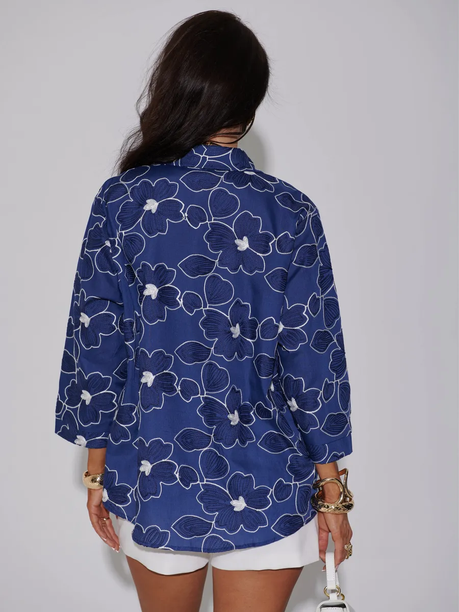 Синяя рубашка нарядная летняя