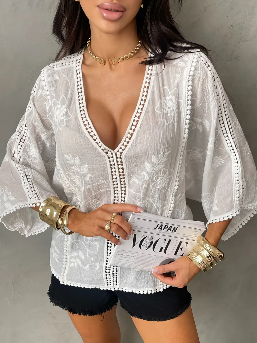 Белая блузка нарядная летняя