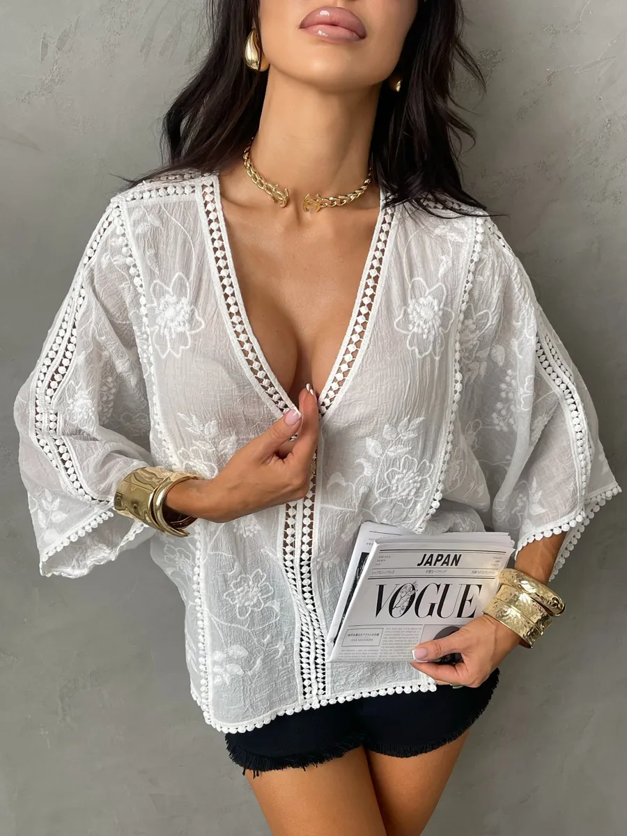 Белая блузка нарядная летняя