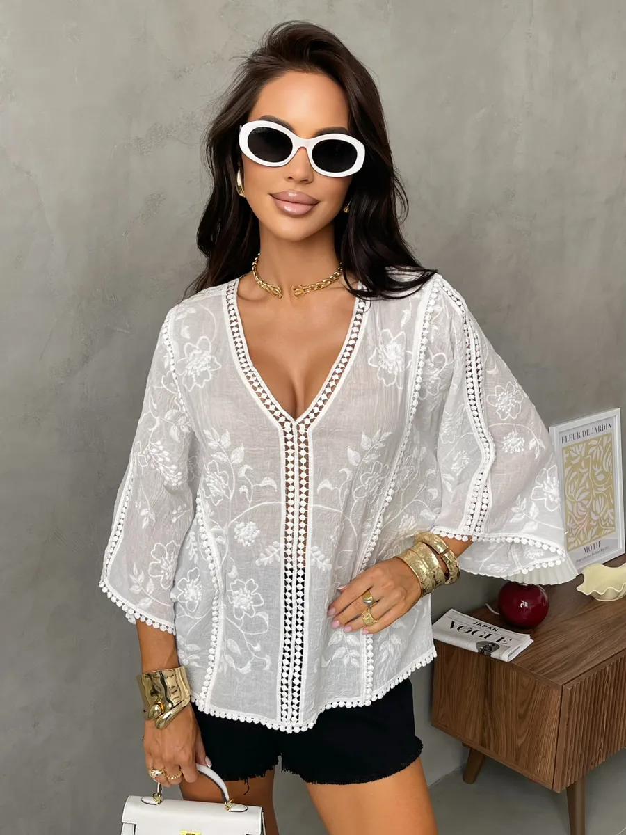 Белая блузка нарядная летняя