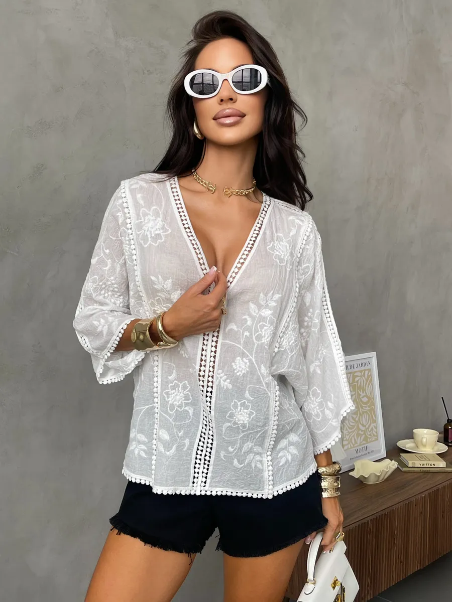 Белая блузка нарядная летняя