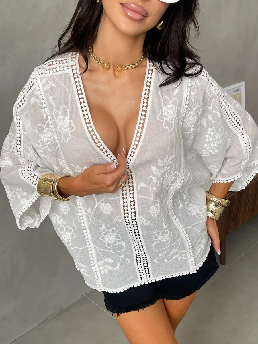 Белая блузка нарядная летняя