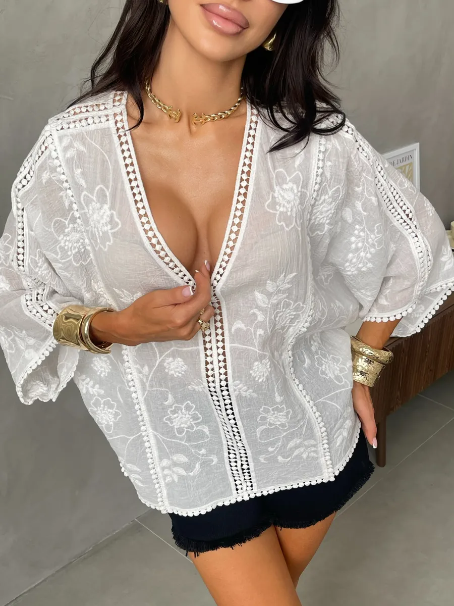 Белая блузка нарядная летняя