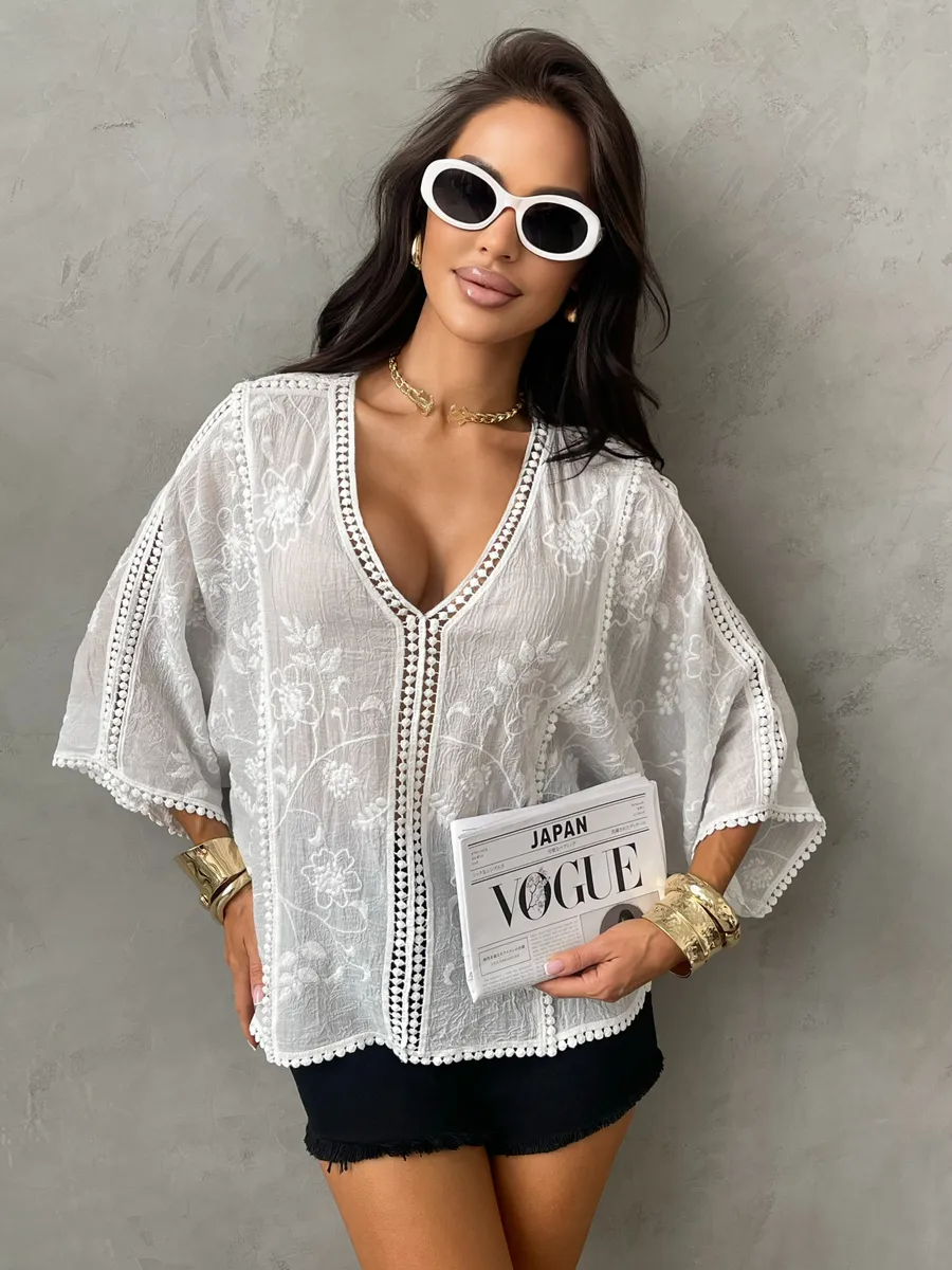 Белая блузка нарядная летняя