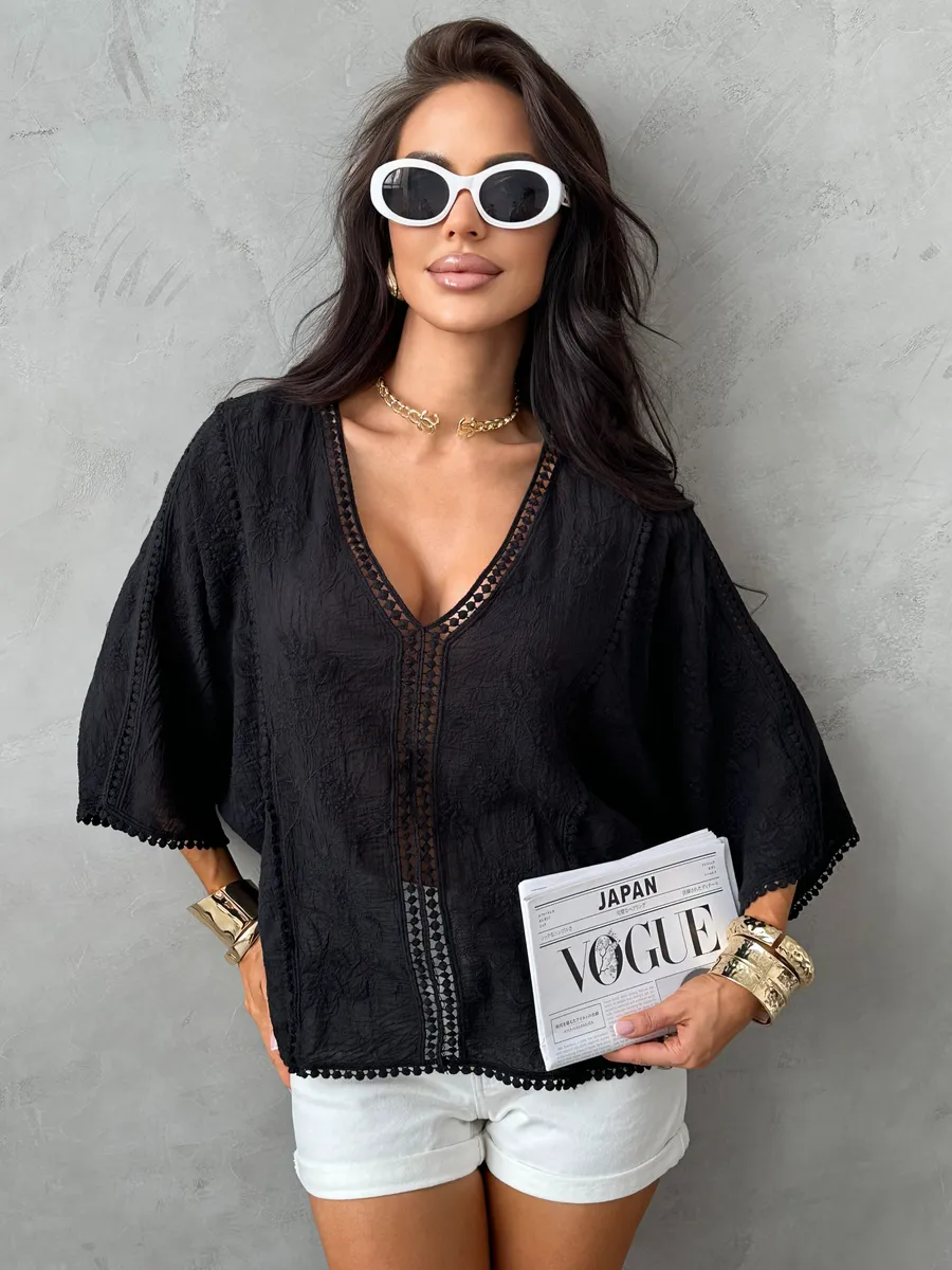 Черная блузка нарядная летняя