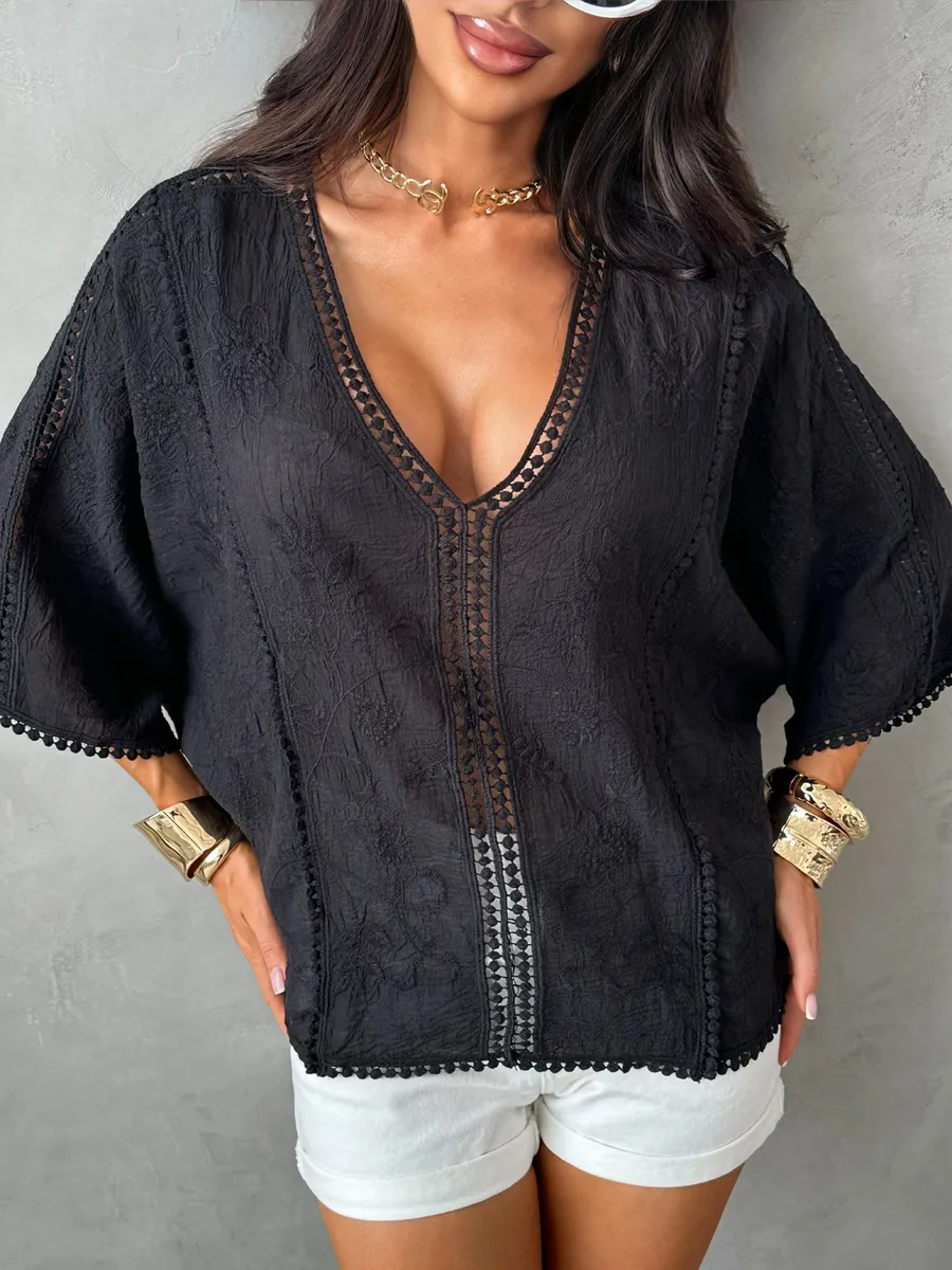 Черная блузка нарядная летняя