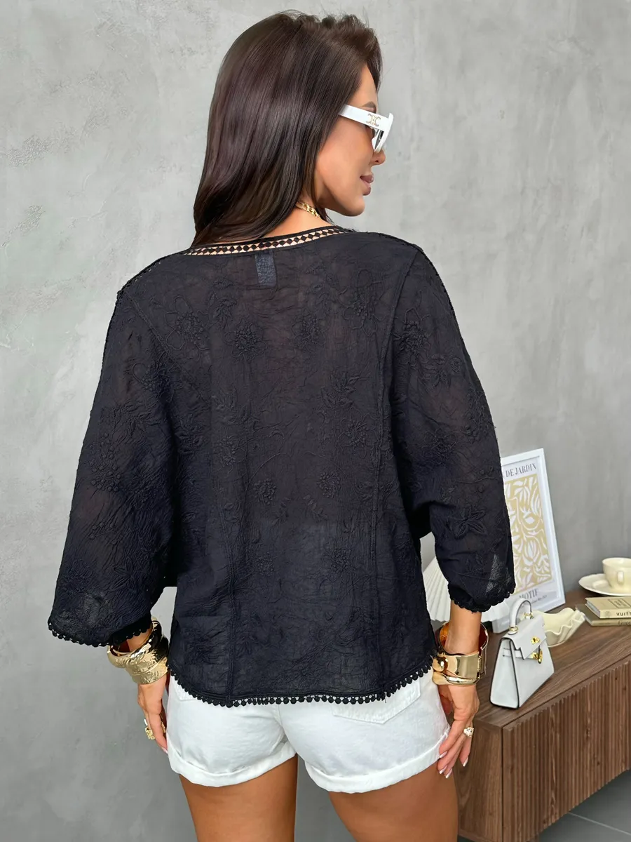 Черная блузка нарядная летняя
