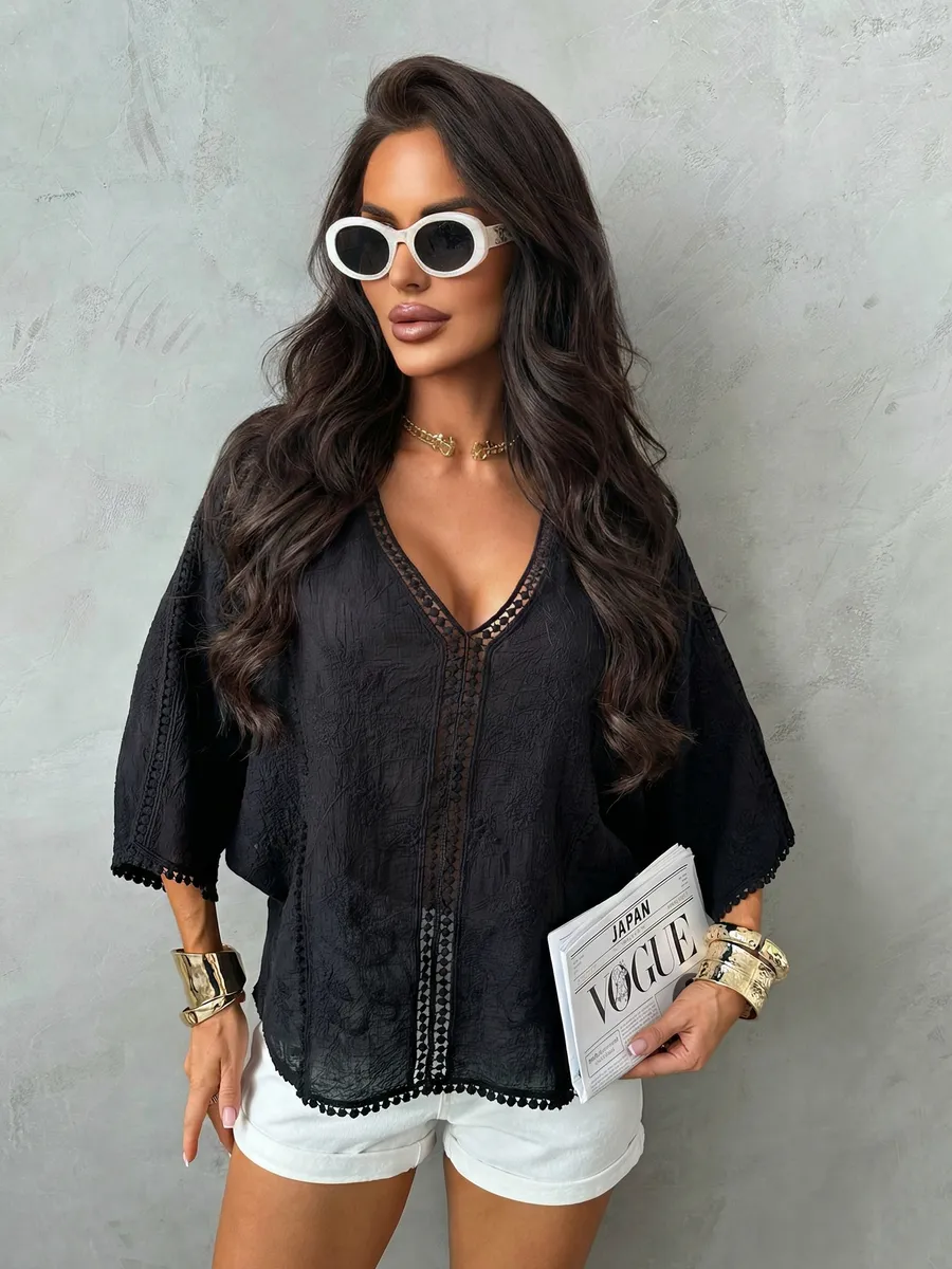 Черная блузка нарядная летняя