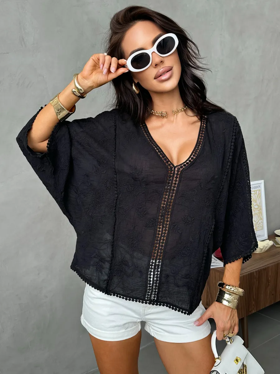 Черная блузка нарядная летняя