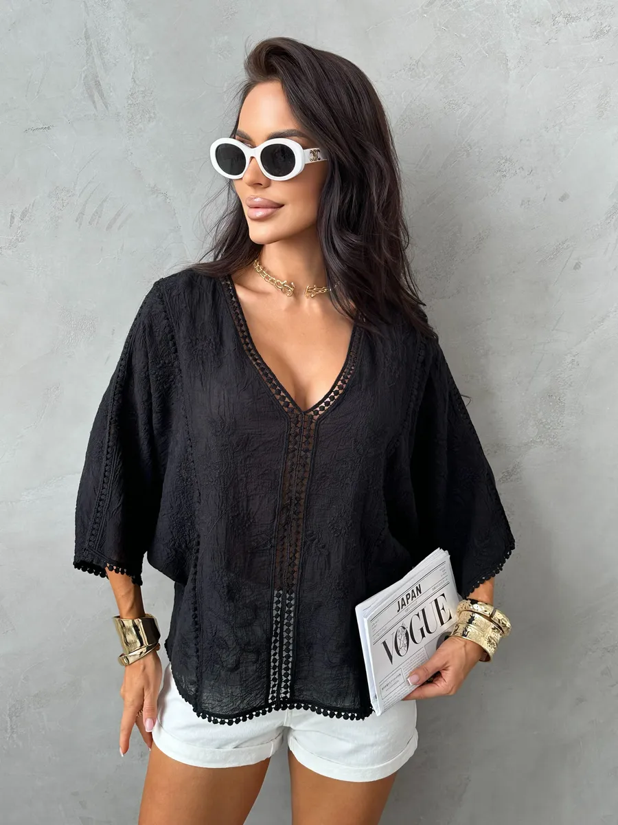 Черная блузка нарядная летняя