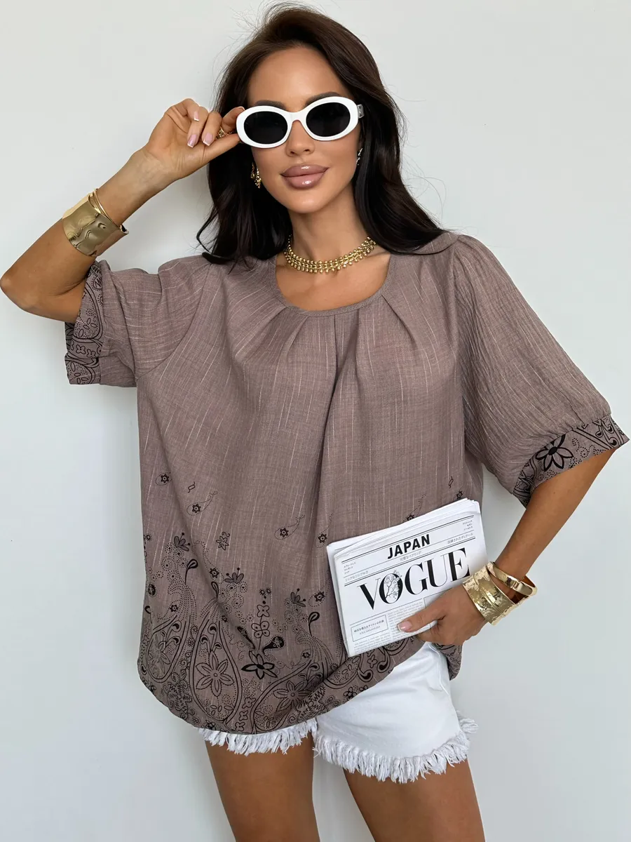 Бежевая блузка летняя нарядная