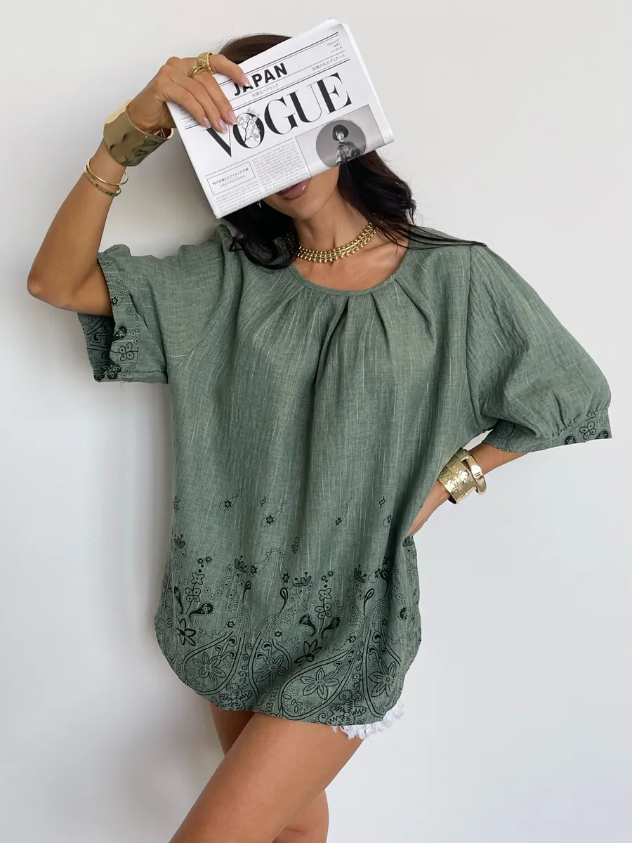 Зеленая блузка летняя нарядная