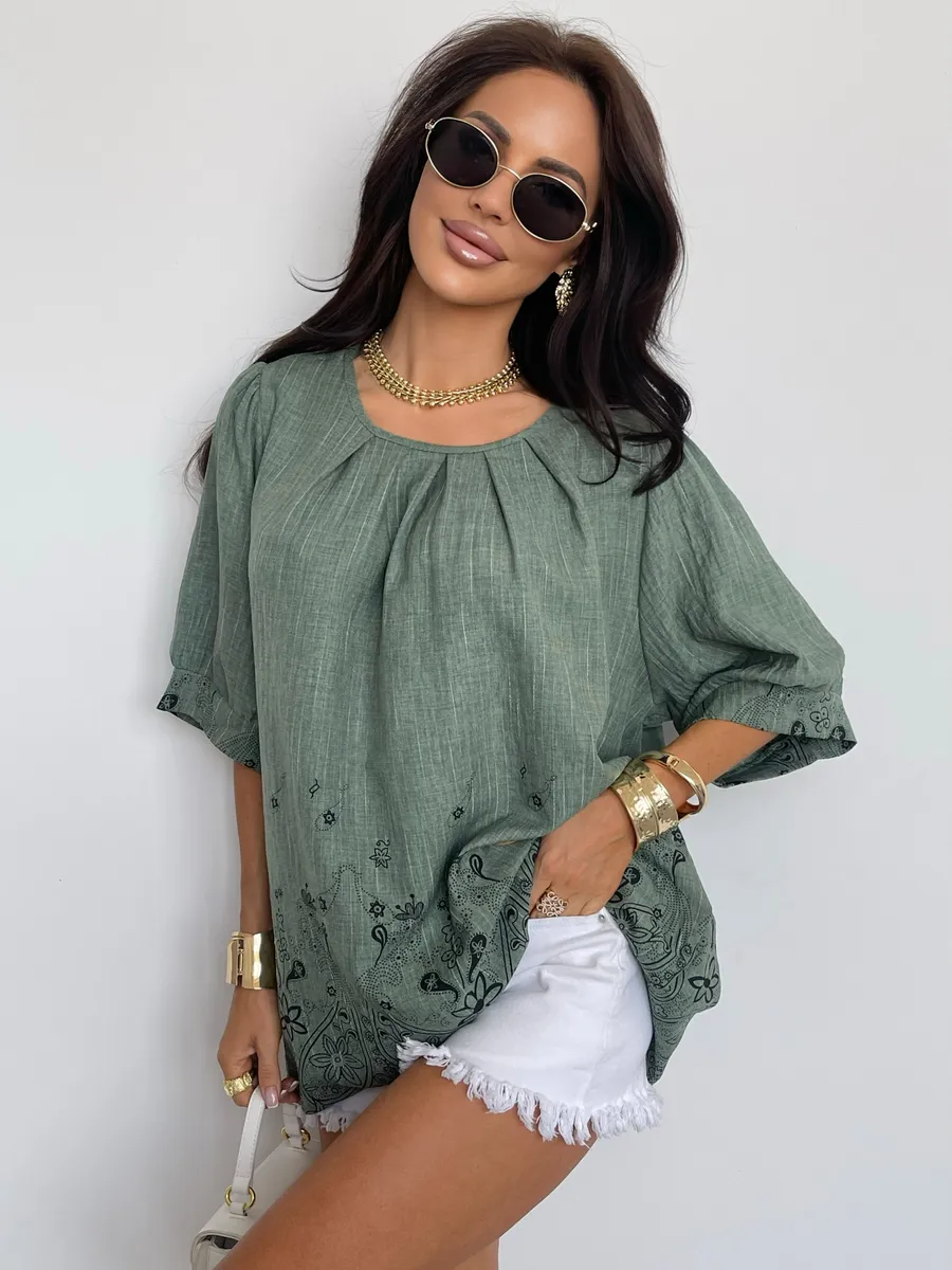 Зеленая блузка летняя нарядная