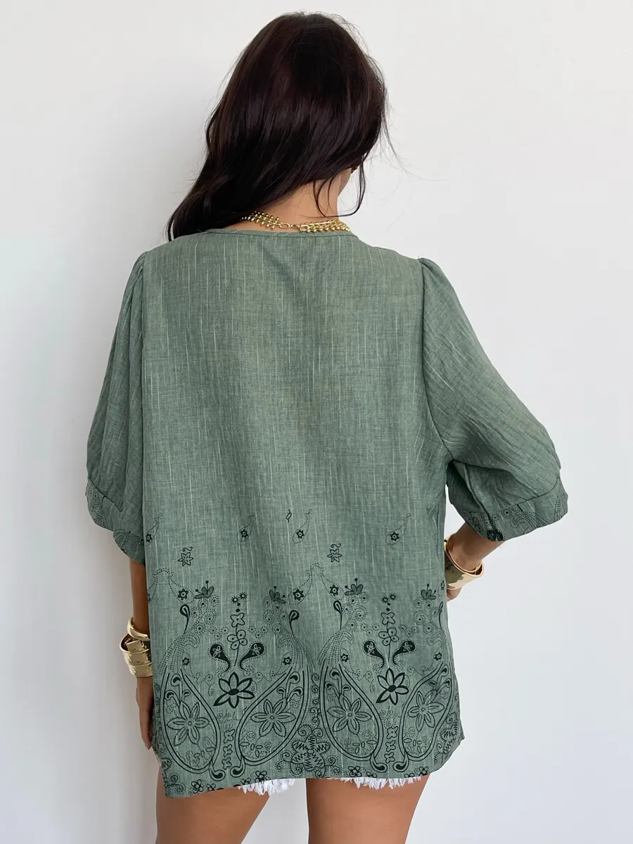 Зеленая блузка летняя нарядная