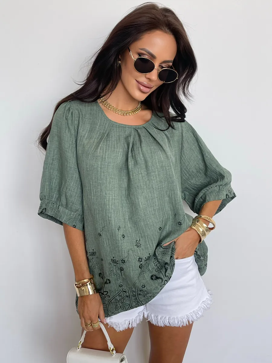 Зеленая блузка летняя нарядная
