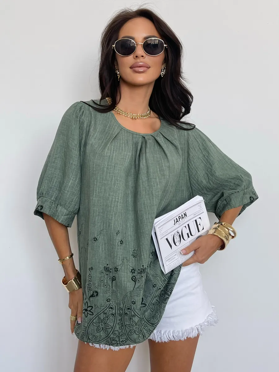 Зеленая блузка летняя нарядная