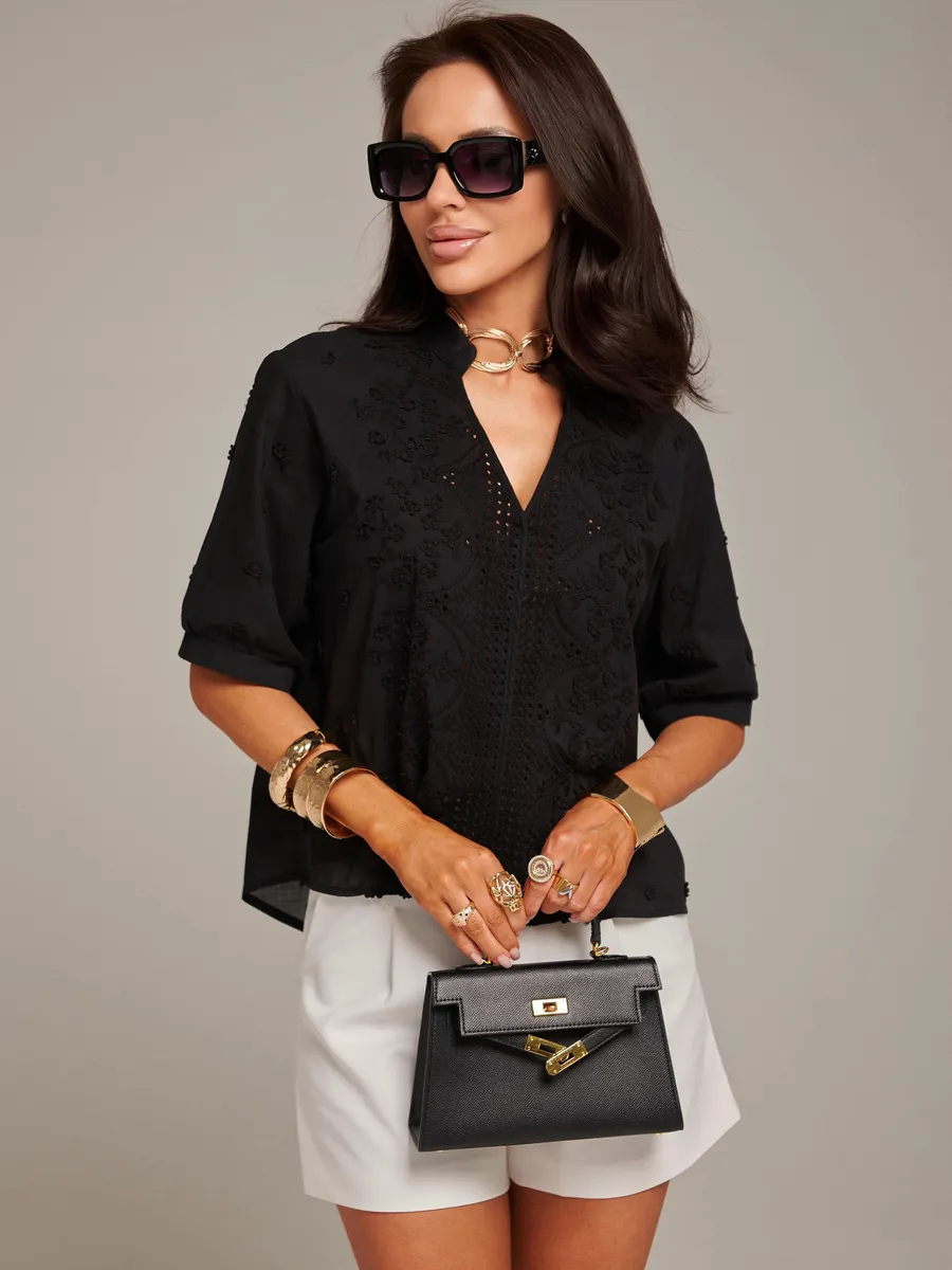 Черная блузка нарядная летняя