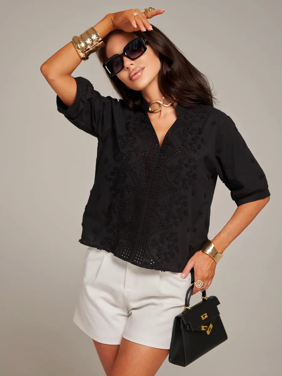 Черная блузка нарядная летняя
