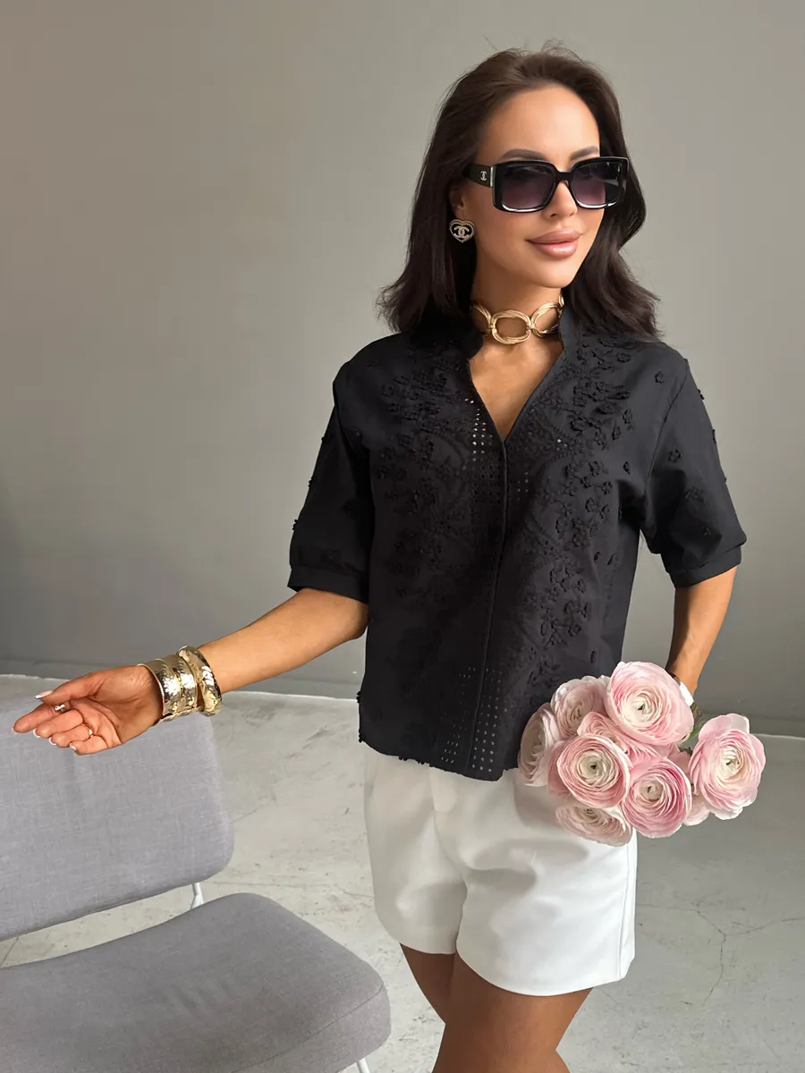 Черная блузка нарядная летняя