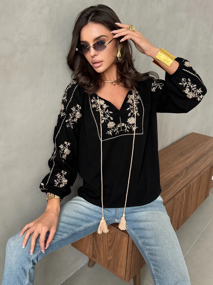 Черная блузка нарядная летняя
