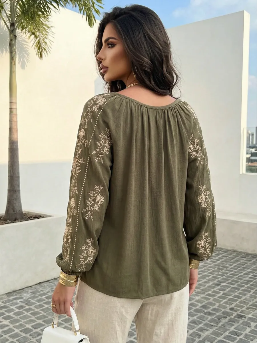 Хаки блузка нарядная летняя