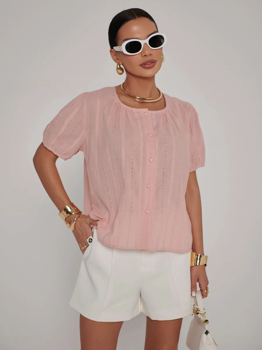 Розовая блузка летняя нарядная