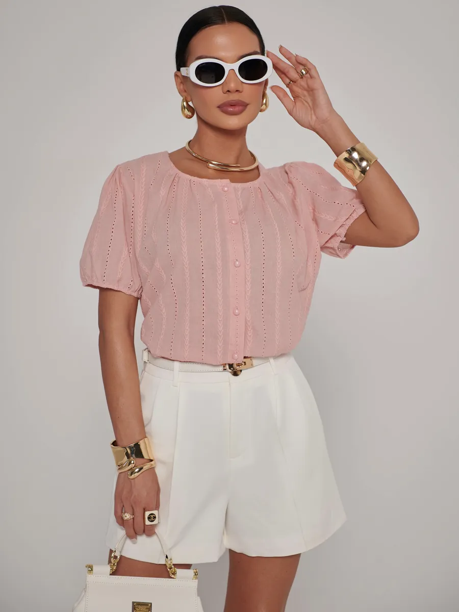 Розовая блузка летняя нарядная