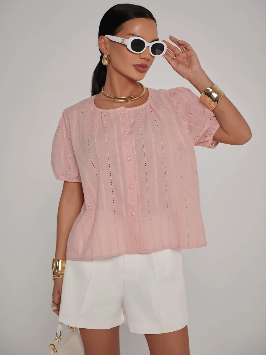 Розовая блузка летняя нарядная