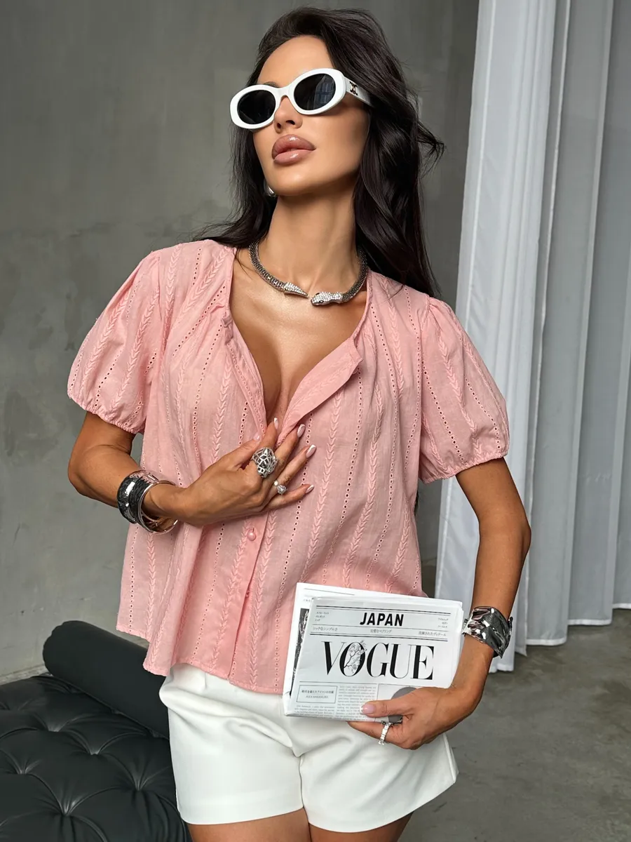 Розовая блузка летняя нарядная