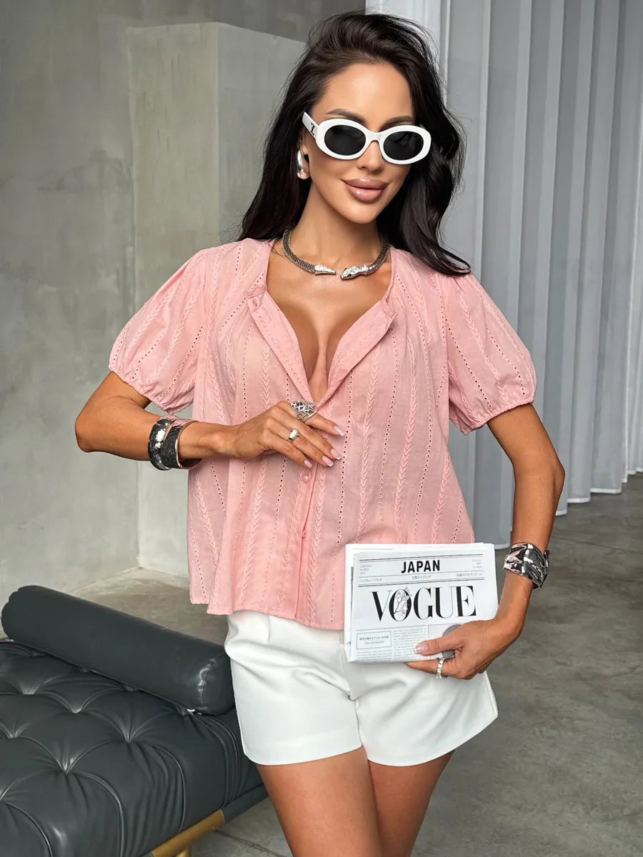 Розовая блузка летняя нарядная