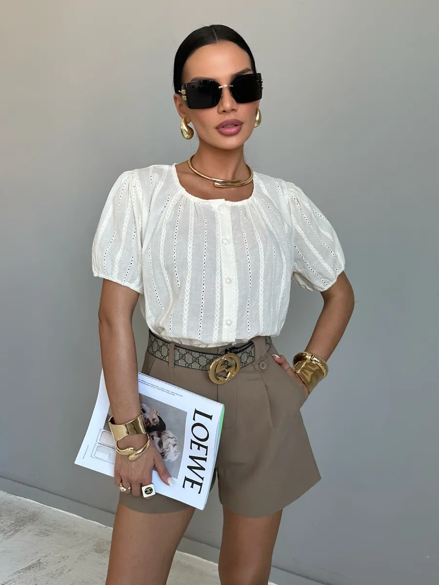 Молочная блузка летняя нарядная