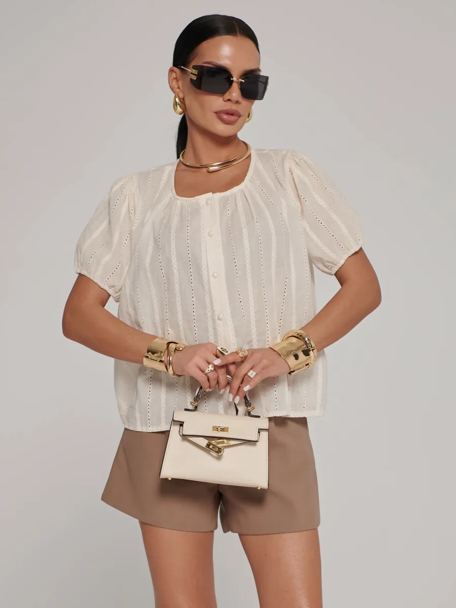 Молочная блузка летняя нарядная