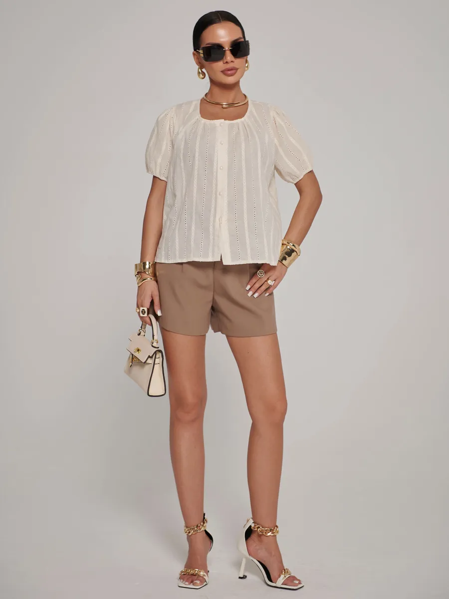 Молочная блузка летняя нарядная