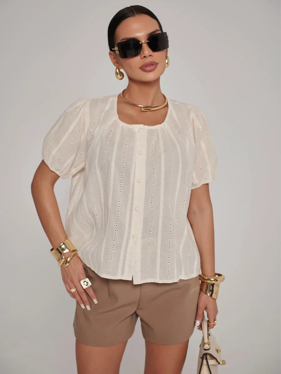 Молочная блузка летняя нарядная