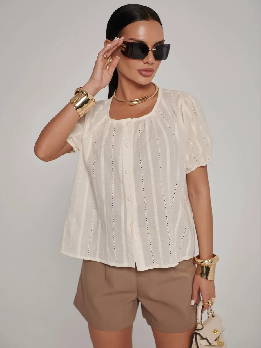 Молочная блузка летняя нарядная