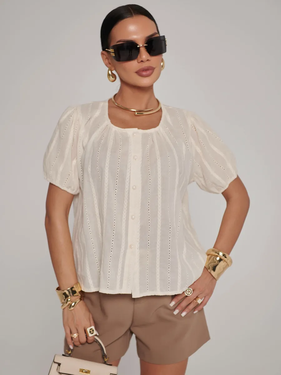 Молочная блузка летняя нарядная