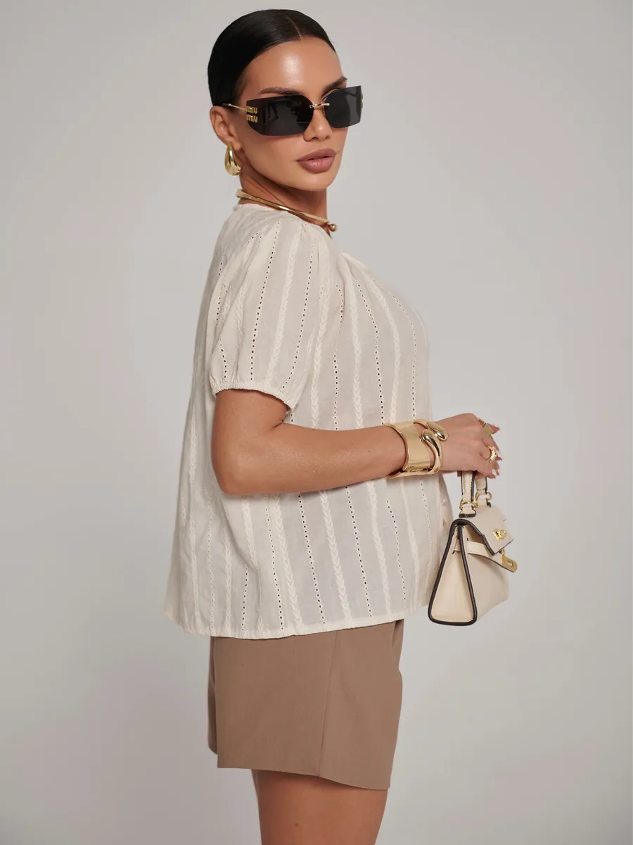 Молочная блузка летняя нарядная