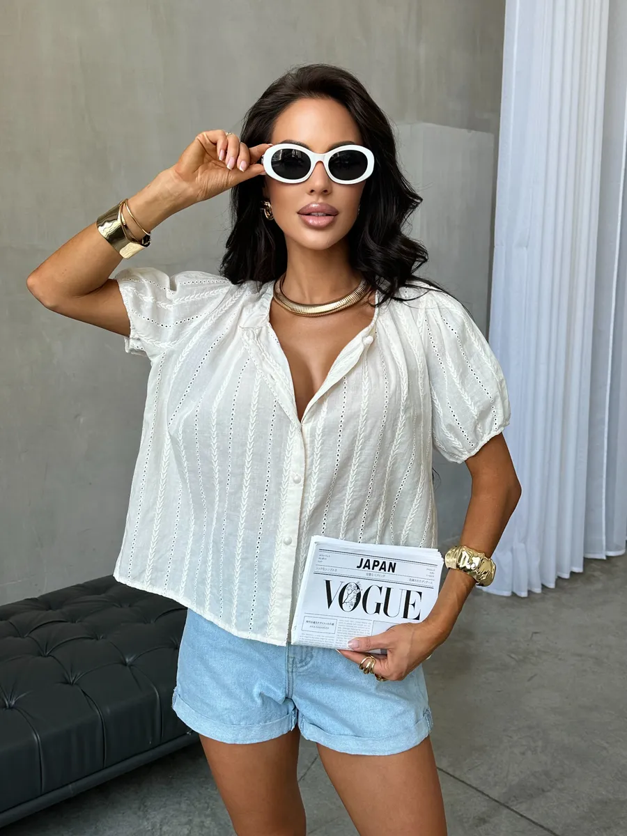 Молочная блузка летняя нарядная