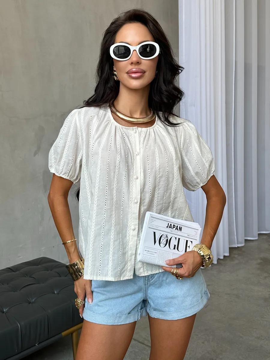 Молочная блузка летняя нарядная