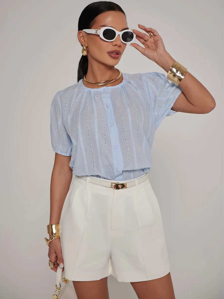 Голубая блузка летняя нарядная