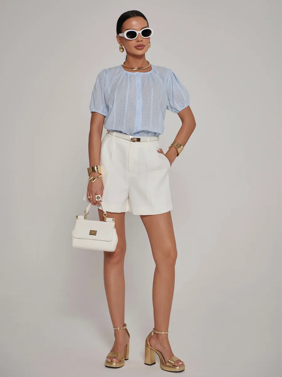 Голубая блузка летняя нарядная