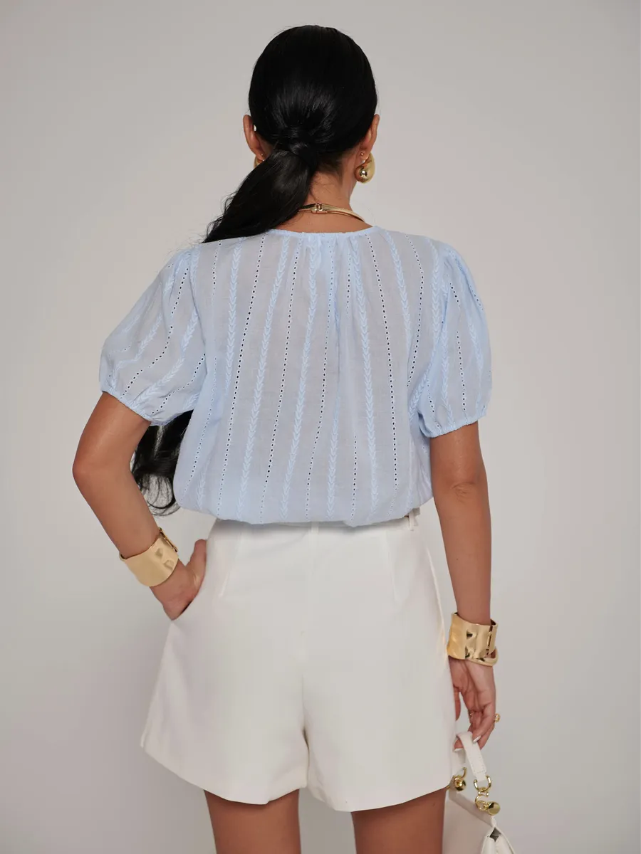 Голубая блузка летняя нарядная