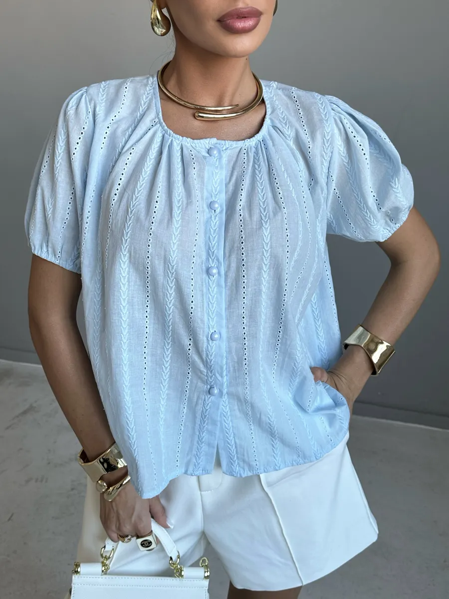 Голубая блузка летняя нарядная