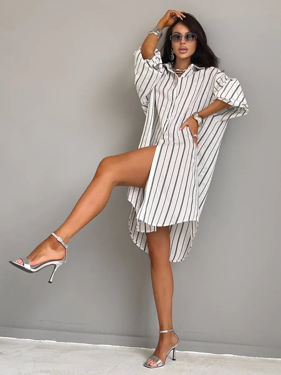 Белая рубашка нарядная оверсайз