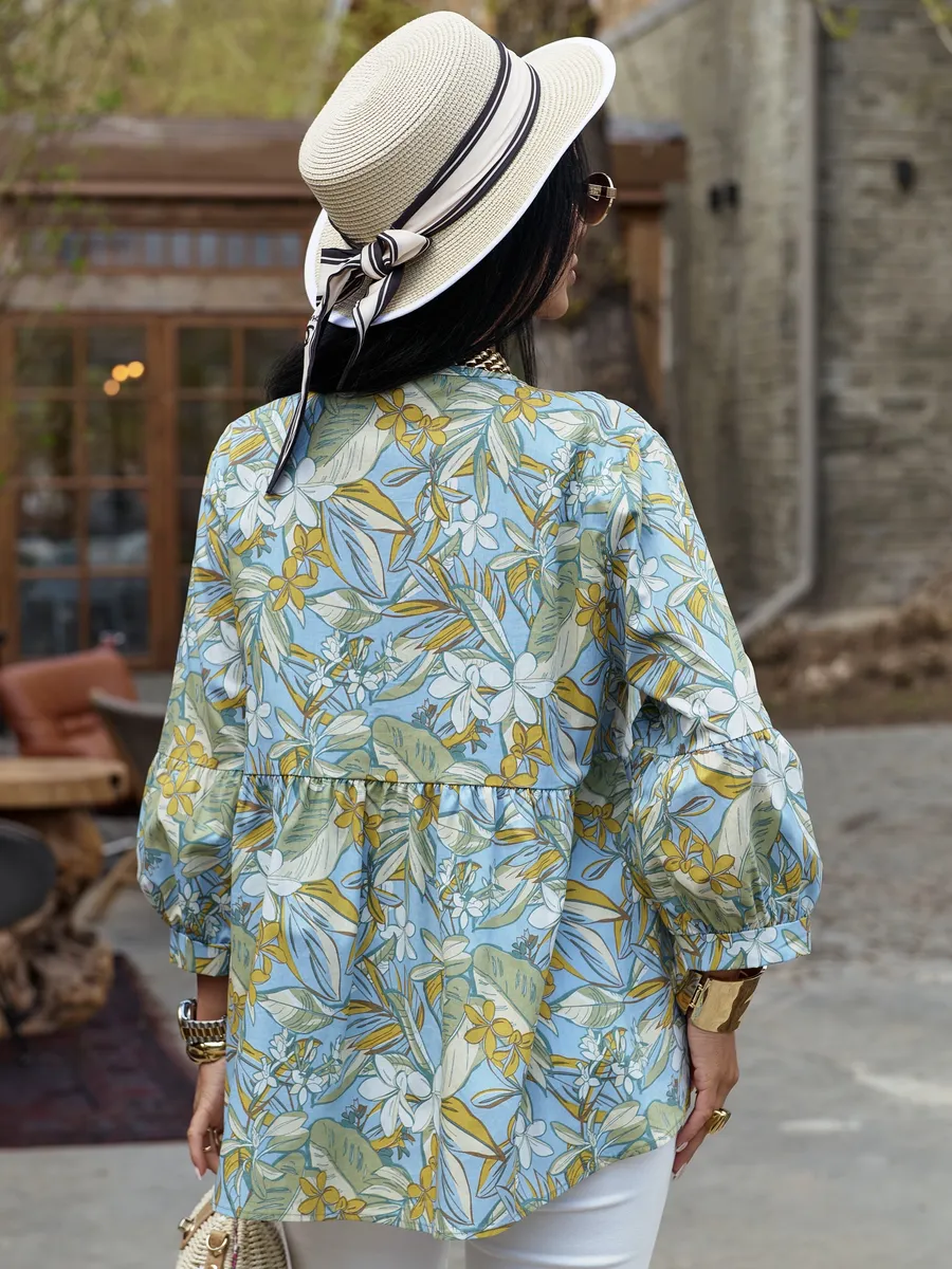 Серо-голубая блузка нарядная летняя