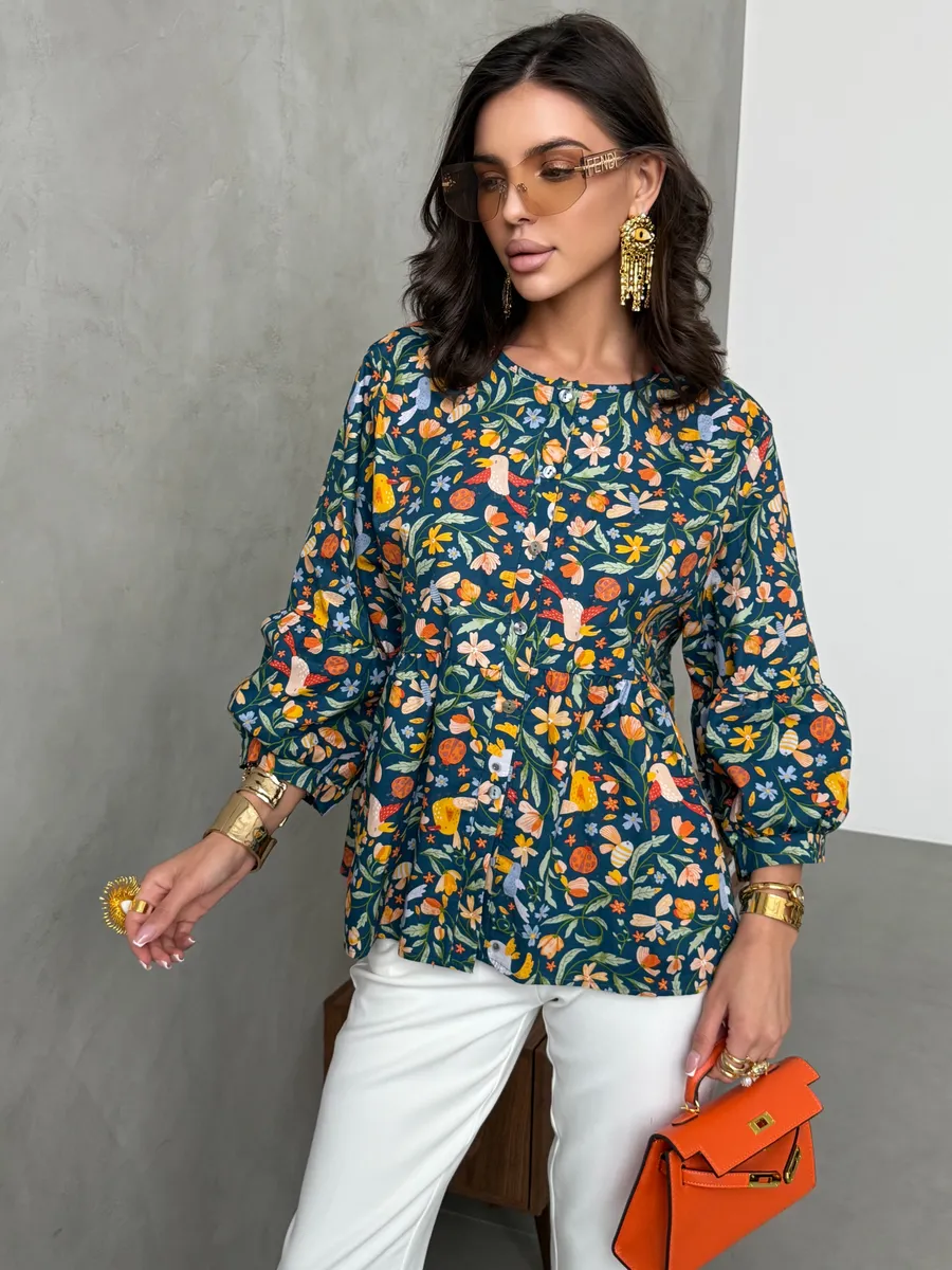 Синяя блузка нарядная летняя