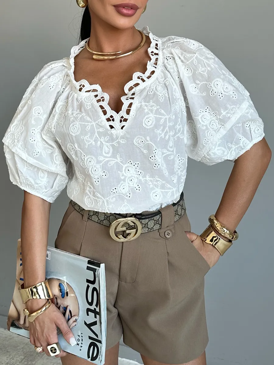 Белая блузка нарядная летняя