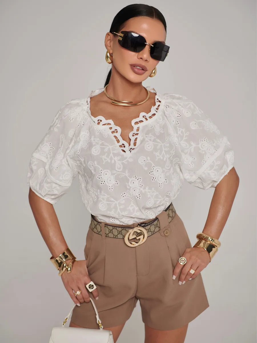 Белая блузка нарядная летняя