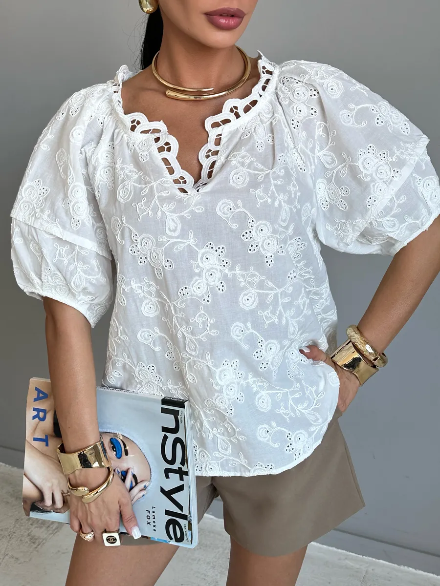 Белая блузка нарядная летняя